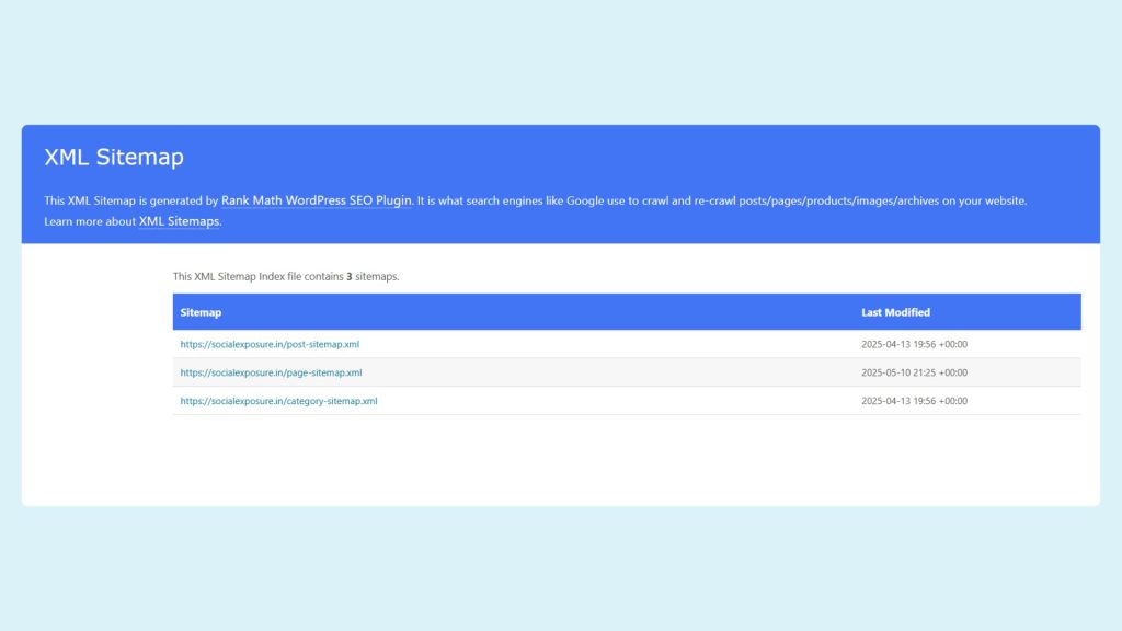 social exposure sitemap